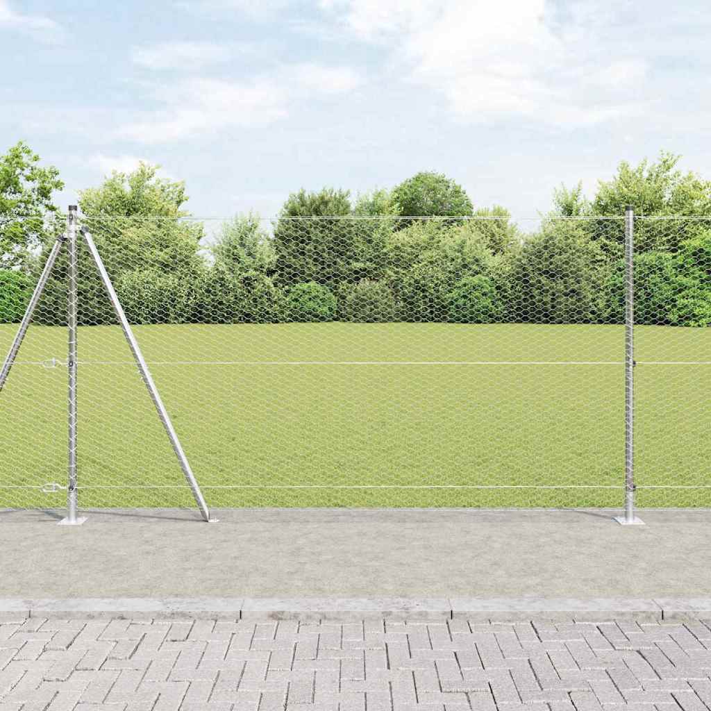 Hexagonal Fence with Concrete Base 100 x 1 m PVC-Coated Steel Length 100 m Galvanised steel 1.2 m 25 mm mesh