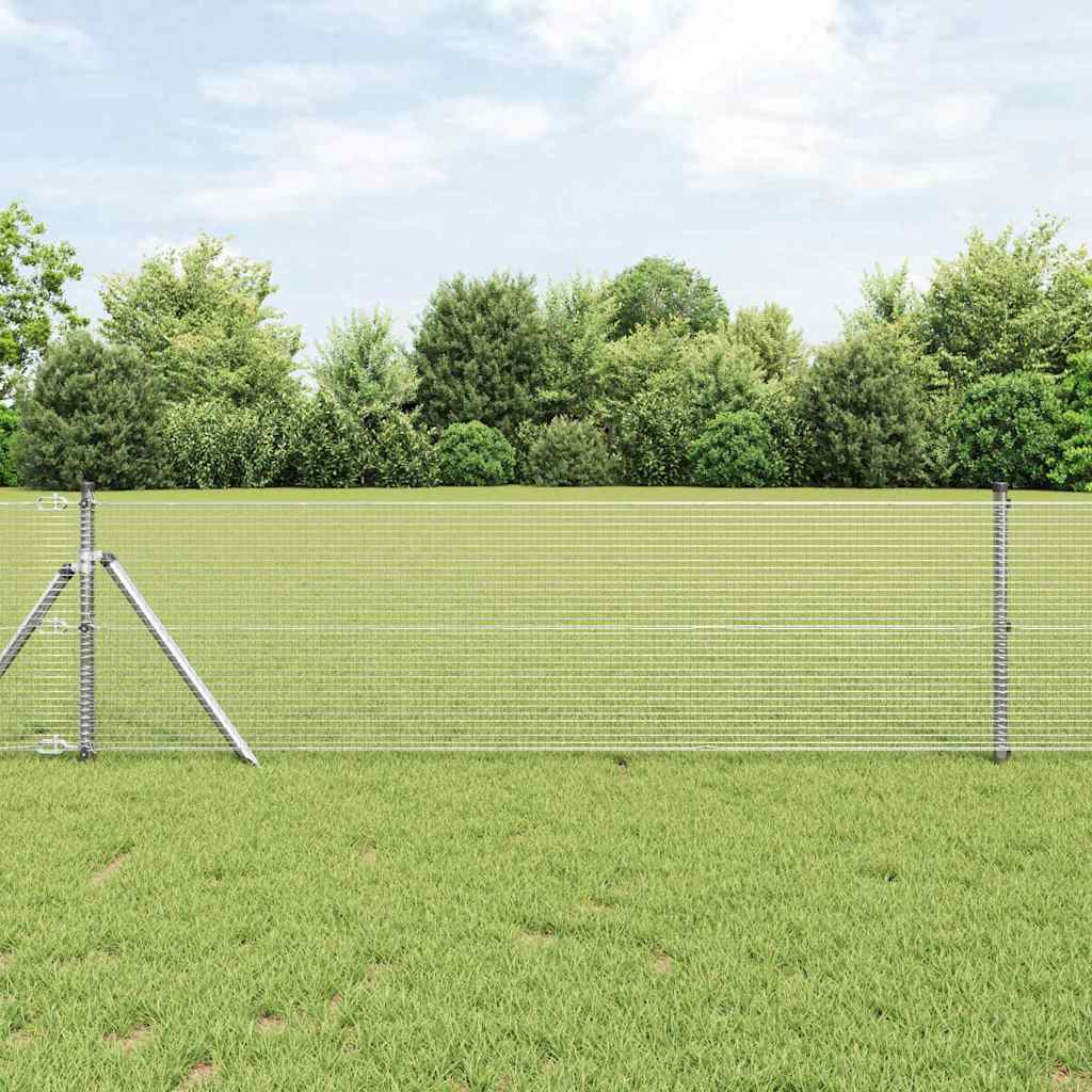 vidaXL Welded Wire Fence Ground Fix 10 x 0.8 m Galvanised Steel Silver 1