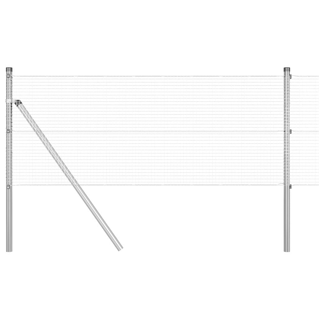 vidaXL Welded Wire Fence Ground Fix 10 x 0.8 m Galvanised Steel Silver 2