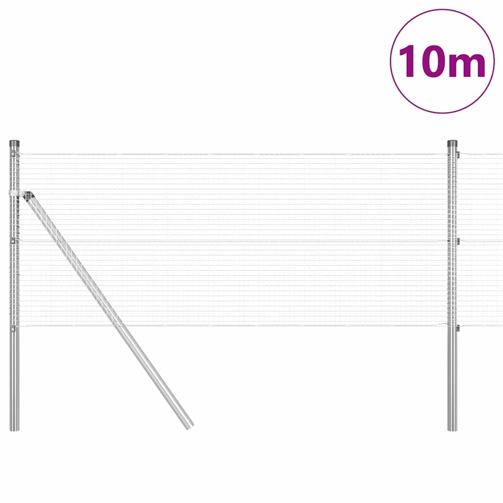 vidaXL Welded Wire Fence Ground Fix 10 x 0.8 m Galvanised Steel Silver 3