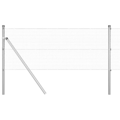vidaXL Welded Wire Fence Ground Fix 10 x 0.8 m Galvanised Steel Silver 2