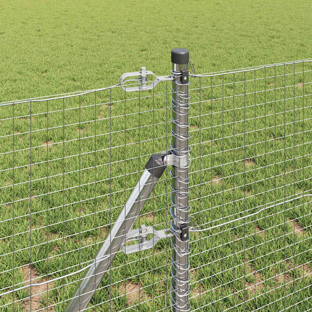 vidaXL Welded Wire Fence Ground Fix 10 x 0.8 m Galvanised Steel Silver 4