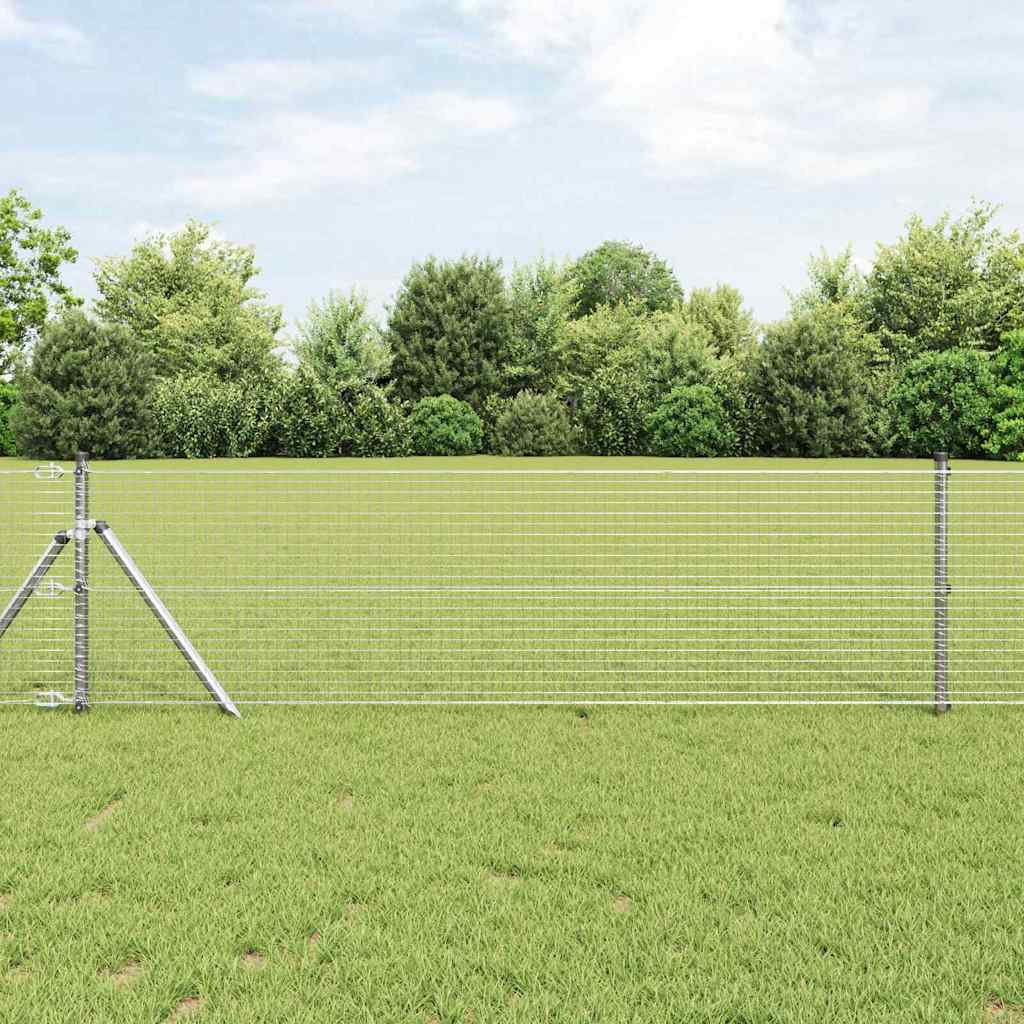 vidaXL Welded Wire Fence Ground Fix 10 x 0.8 m Galvanised Steel Silver 1