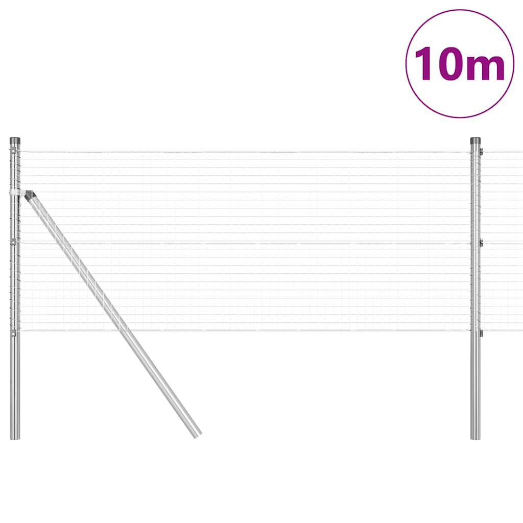 vidaXL Welded Wire Fence Ground Fix 10 x 0.8 m Galvanised Steel Silver 3