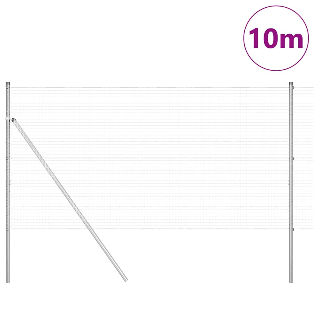 vidaXL Welded Wire Fence Ground Fix 10 x 1 m Galvanised Steel Silver 3