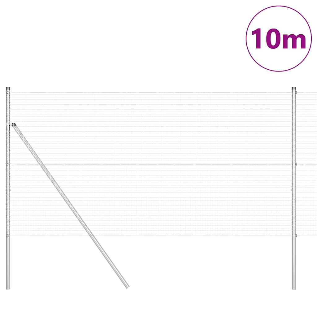 vidaXL Welded Wire Fence Ground Fix 10 x 1.2 m Galvanised Steel Silver 3