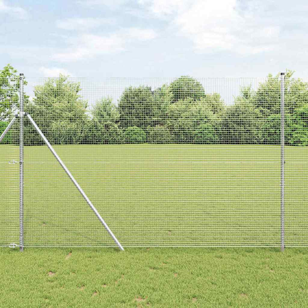 vidaXL Welded Wire Fence Ground Fix 10 x 1 m Silver Galvanised Steel mesh Size 1.9 x 1.9 cm mesh