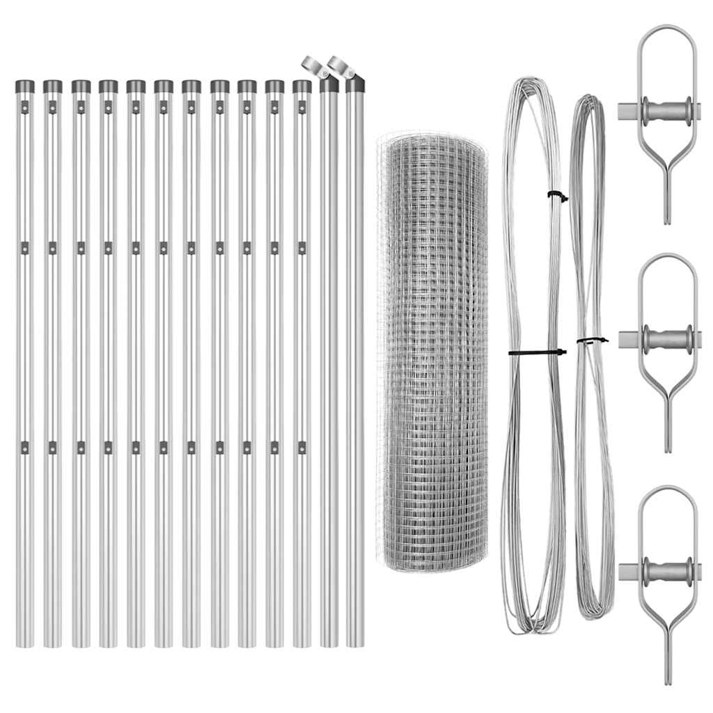 vidaXL Welded Wire Fence Ground Fix 25 x 0.6 m Galvanised Steel Silver 5