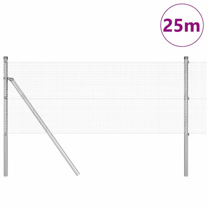 vidaXL Welded Wire Fence Ground Fix 25 x 0.6 m Galvanised Steel Silver 3