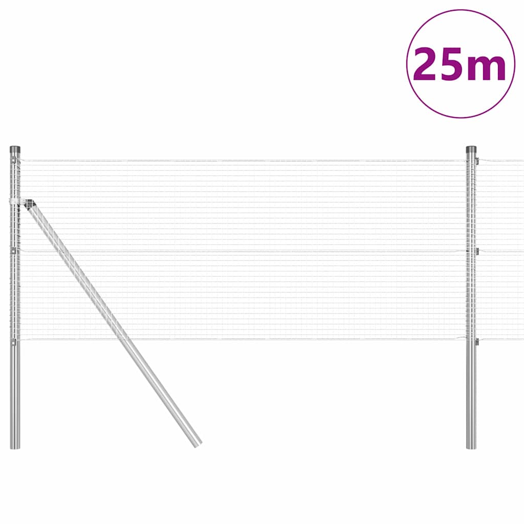vidaXL Welded Wire Fence Ground Fix 25 x 0.6 m Galvanised Steel Silver 3