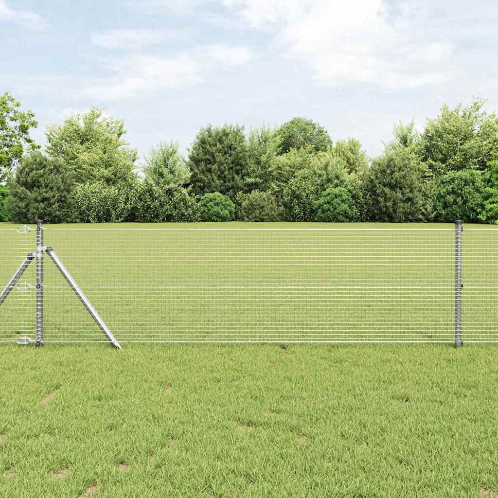 vidaXL Welded Wire Fence Ground Fix 25 x 0.6 m Galvanised Steel Silver 1