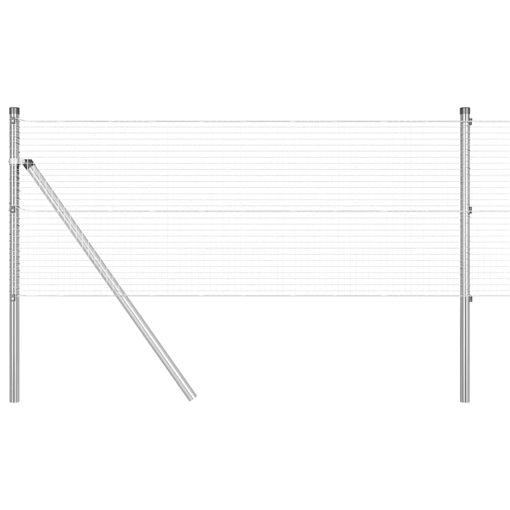 vidaXL Welded Wire Fence Ground Fix 25 x 0.6 m Galvanised Steel Silver 2