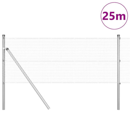 vidaXL Welded Wire Fence Ground Fix 25 x 0.6 m Galvanised Steel Silver 3