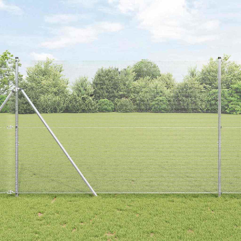 vidaXL Welded Wire Fence Ground Fix 25 x 1 m Silver Galvanised Steel mesh Size 1.2 x 1.2 cm mesh