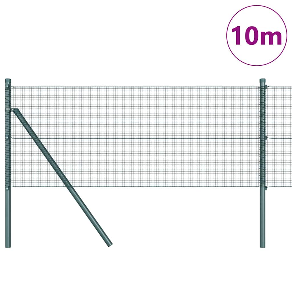 vidaXL Welded Wire Fence Ground Fix 10 x 0.8 m PVC-Coated Steel Green 3