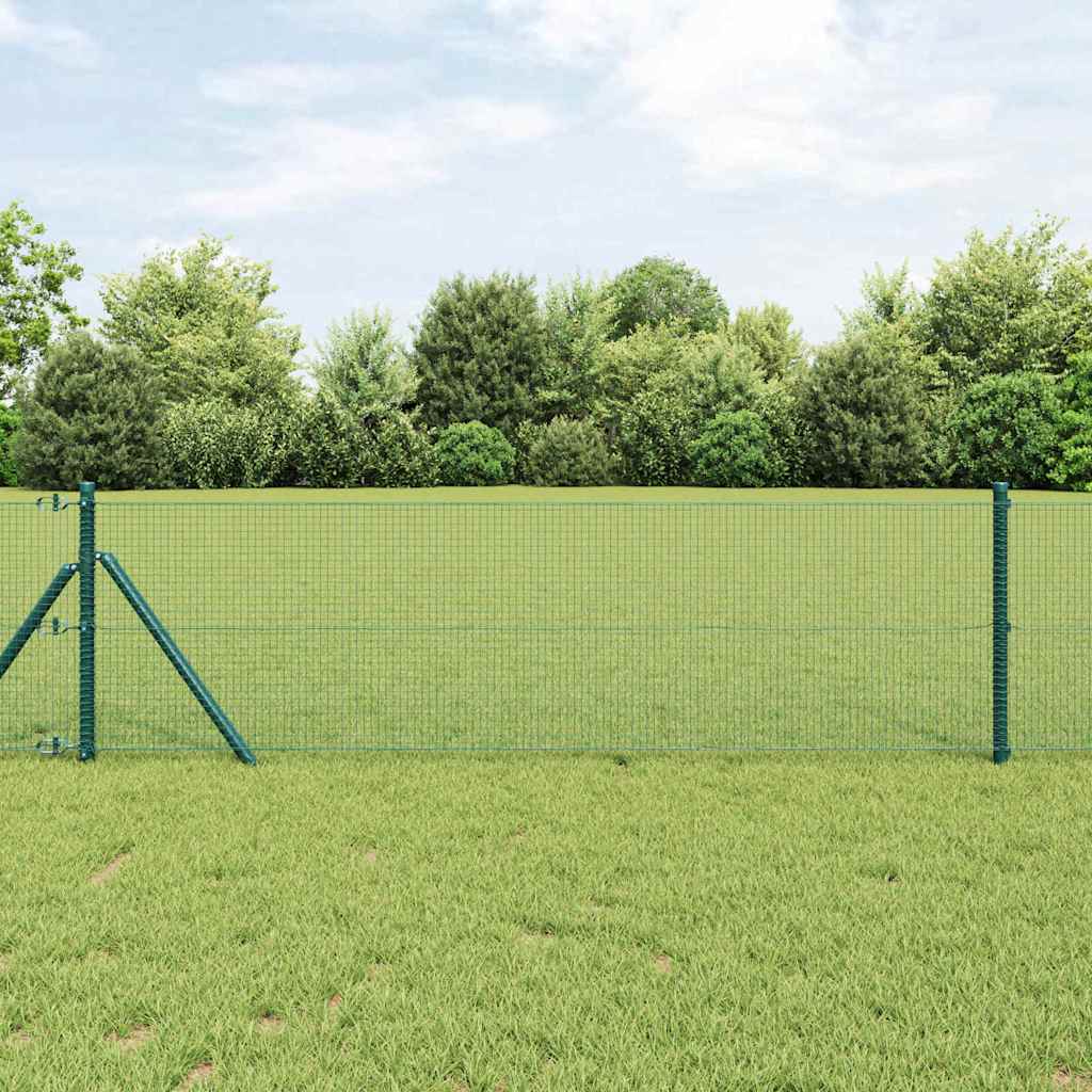 vidaXL Welded Wire Fence Ground Fix 10 x 0.8 m PVC-Coated Steel Green 1