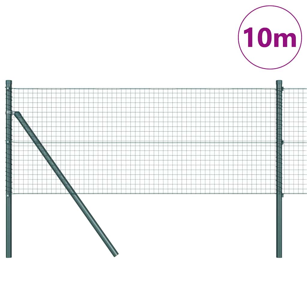 vidaXL Welded Wire Fence Ground Fix 10 x 0.8 m PVC-Coated Steel Green 3