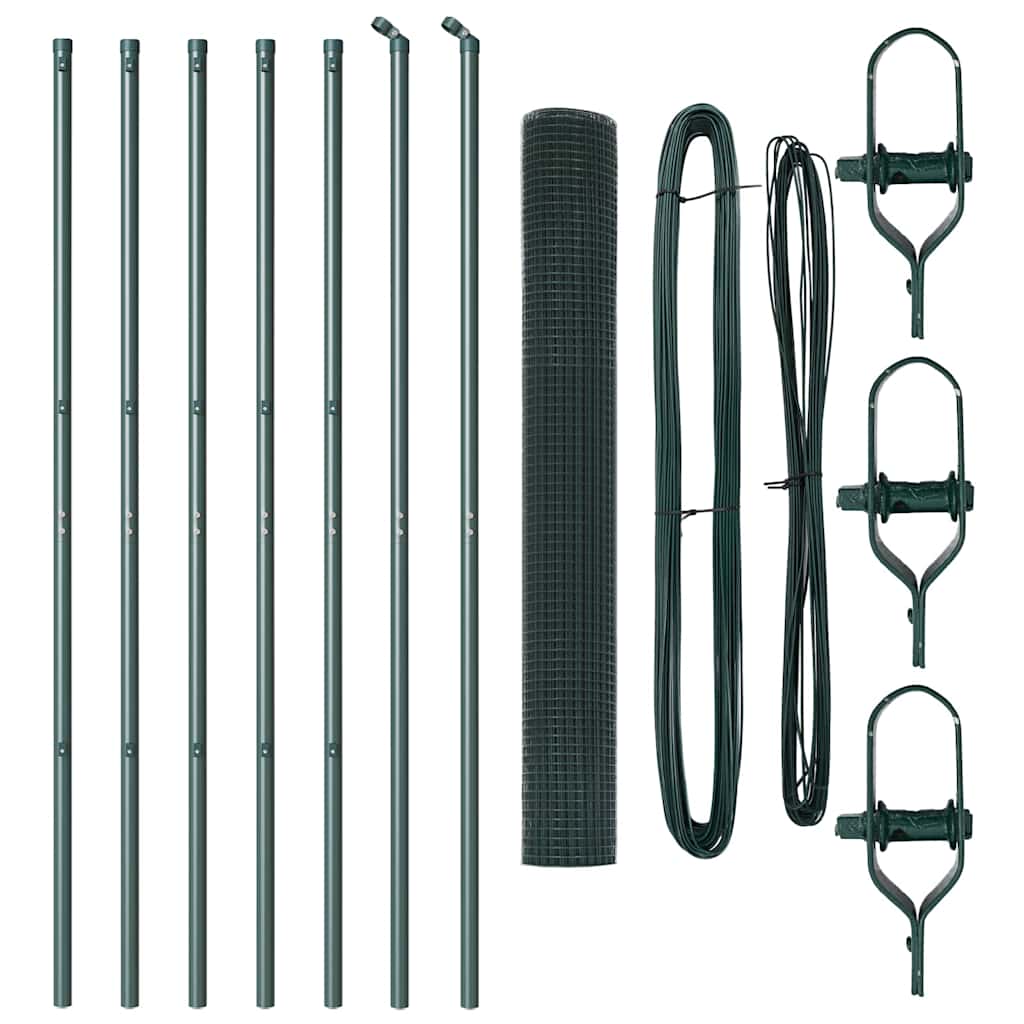 vidaXL Welded Wire Fence Ground Fix 10 x 1 m PVC-Coated Steel Green 5
