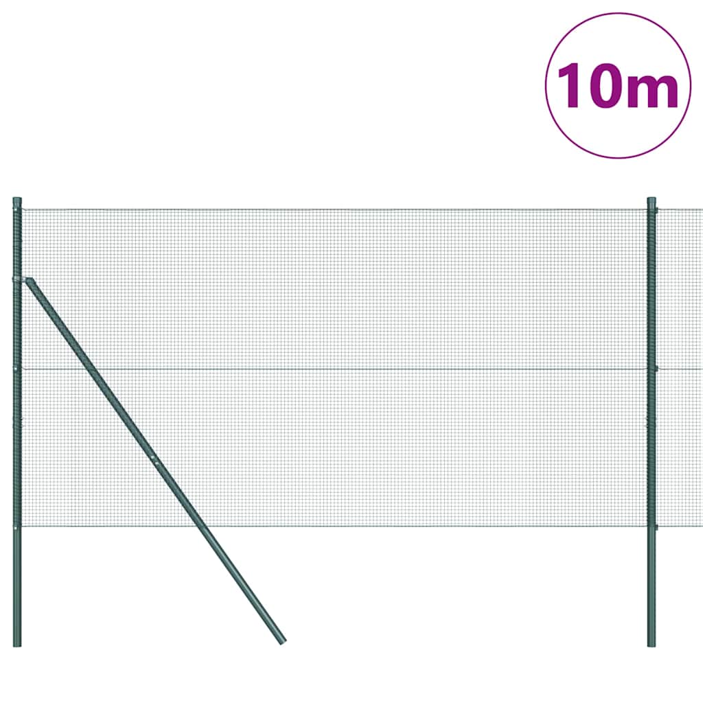 vidaXL Welded Wire Fence Ground Fix 10 x 1 m PVC-Coated Steel Green 3
