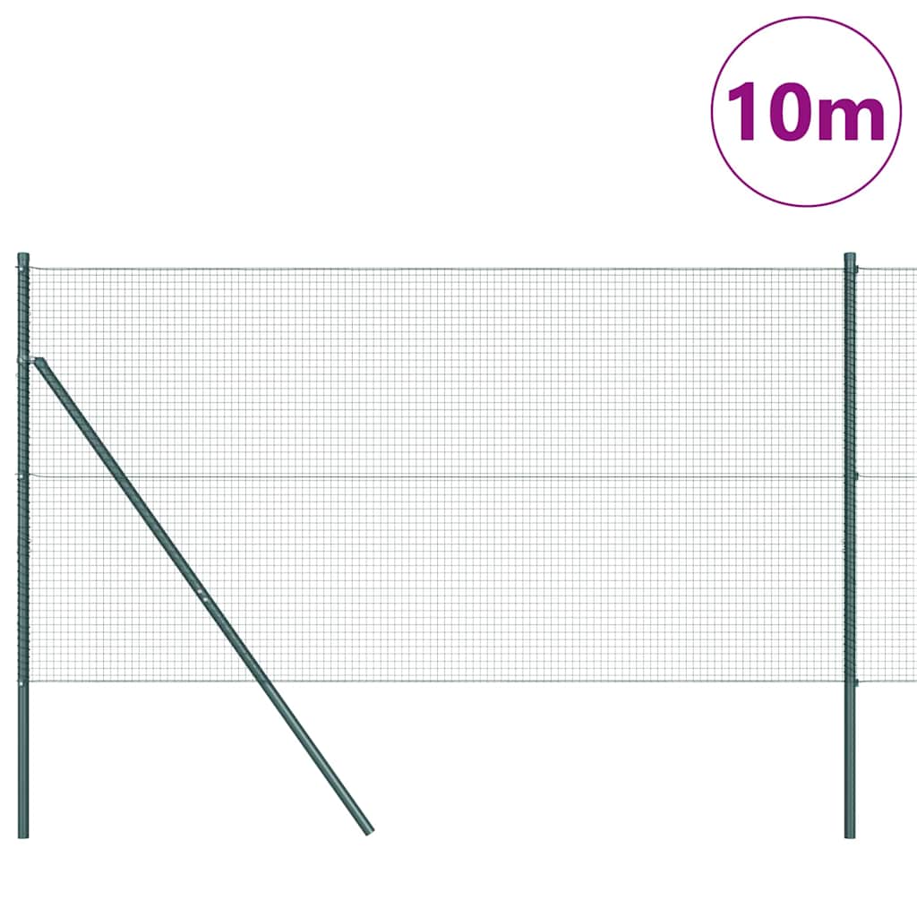 vidaXL Welded Wire Fence Ground Fix 10 x 1 m PVC-Coated Steel Green 3