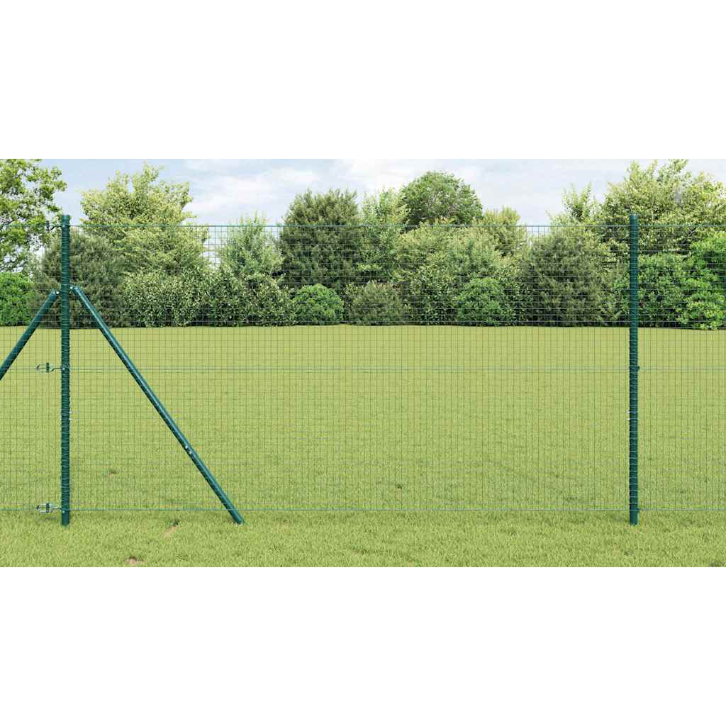 vidaXL Welded Wire Fence Ground Fix 10 x 1 m PVC-Coated Steel Green 1