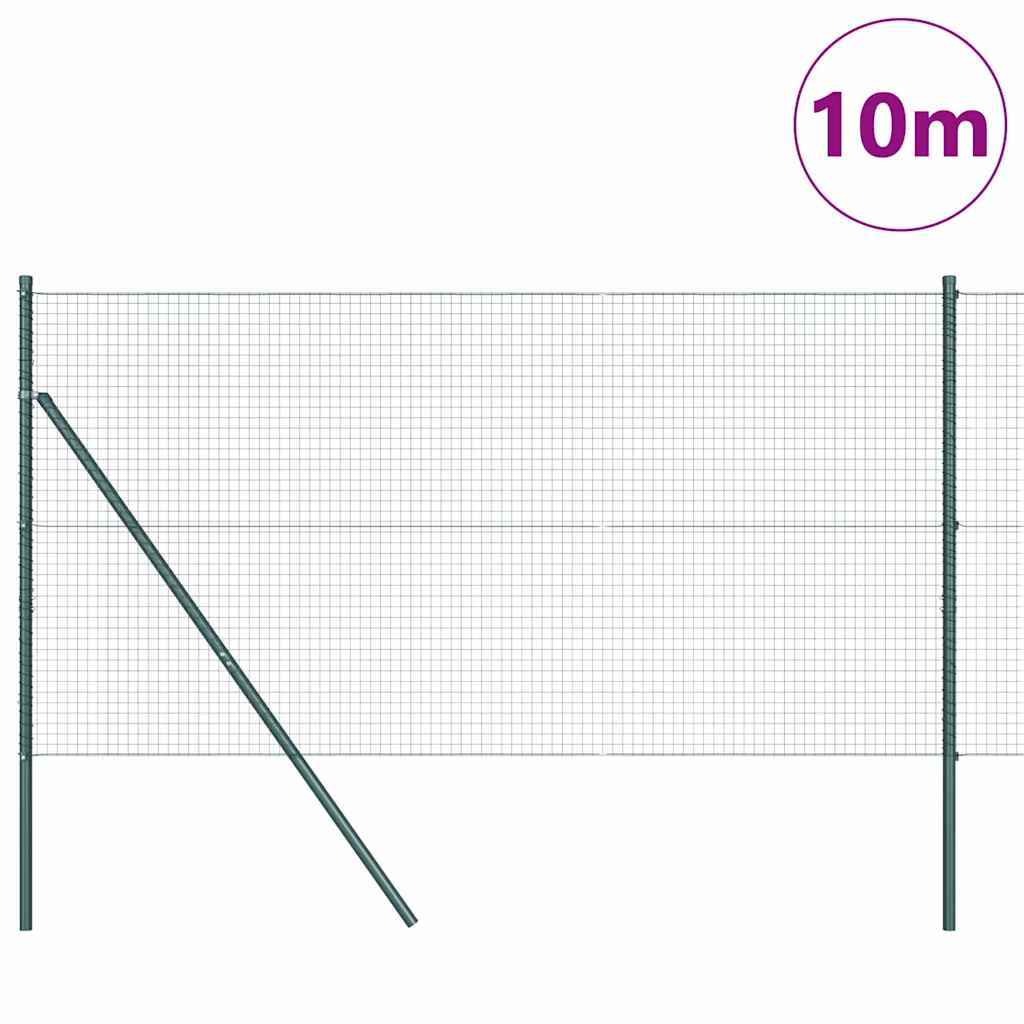 vidaXL Welded Wire Fence Ground Fix 10 x 1 m PVC-Coated Steel Green 3
