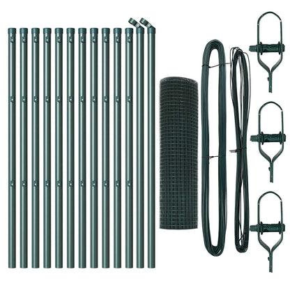 vidaXL Welded Wire Fence Ground Fix 25 x 0.4 m PVC-Coated Steel Green 5
