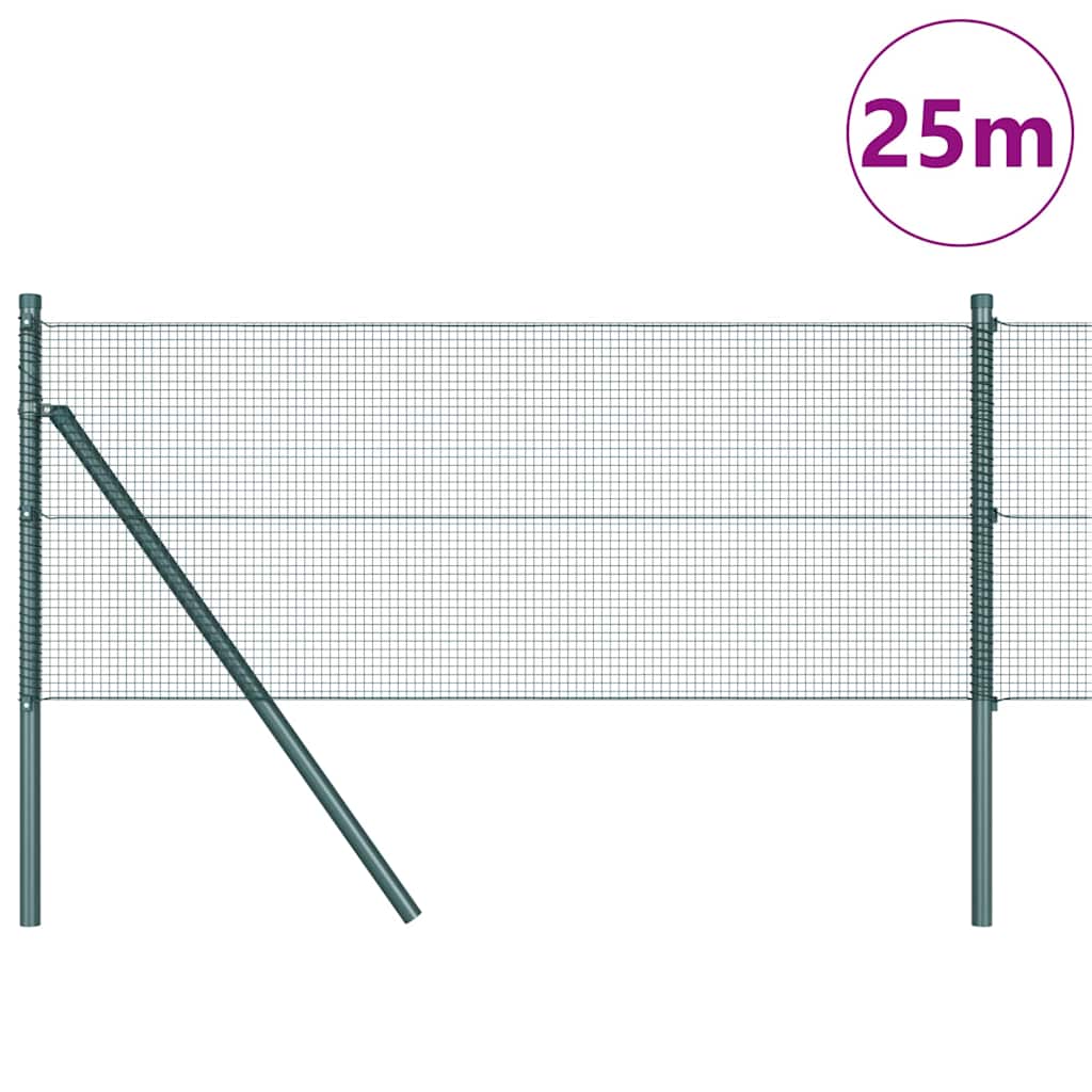 vidaXL Welded Wire Fence Ground Fix 25 x 0.4 m PVC-Coated Steel Green 3