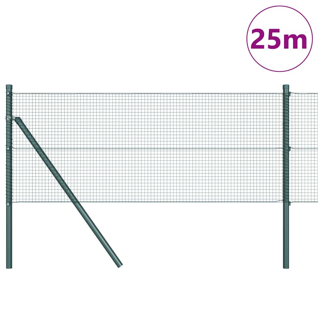 vidaXL Welded Wire Fence Ground Fix 25 x 0.4 m PVC-Coated Steel Green 3
