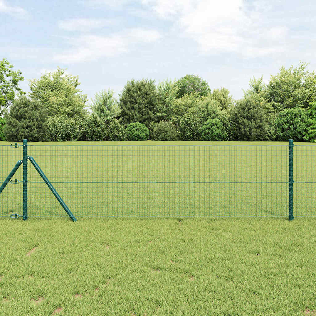vidaXL Welded Wire Fence Ground Fix 25 x 0.4 m PVC-Coated Steel Green 1