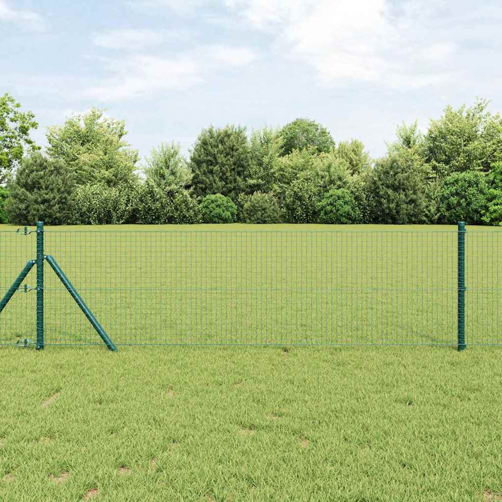 vidaXL Welded Wire Fence Ground Fix 25 x 0.4 m PVC-Coated Steel Green 1