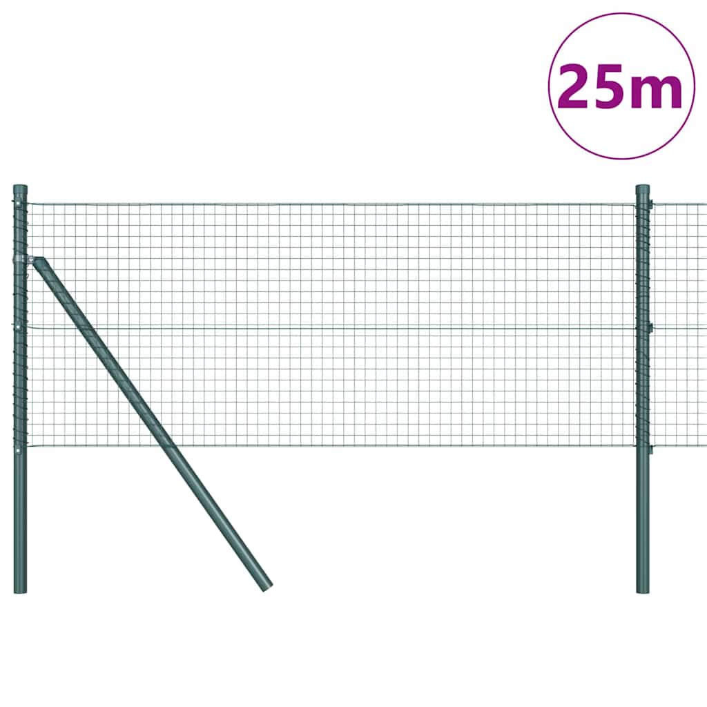 vidaXL Welded Wire Fence Ground Fix 25 x 0.4 m PVC-Coated Steel Green 3