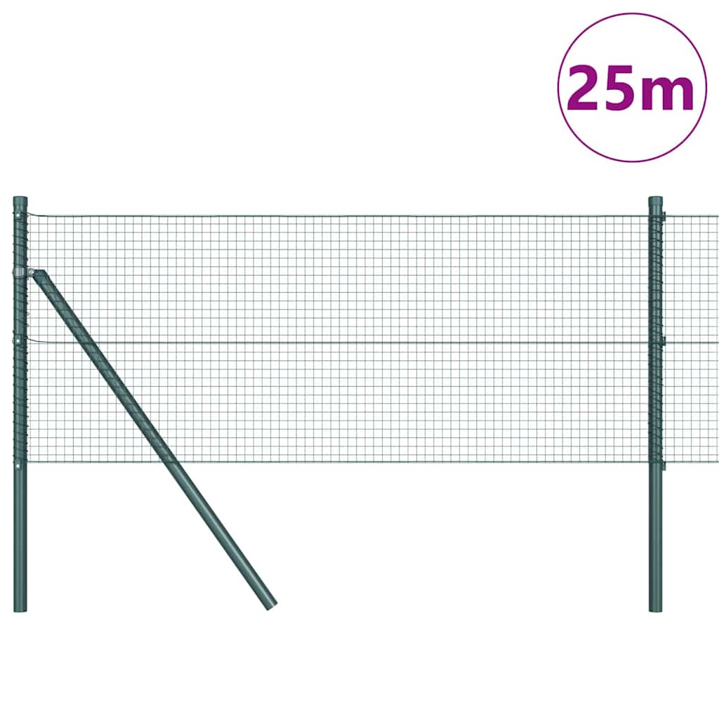 vidaXL Welded Wire Fence Ground Fix 25 x 0.5 m PVC-Coated Steel Green 3