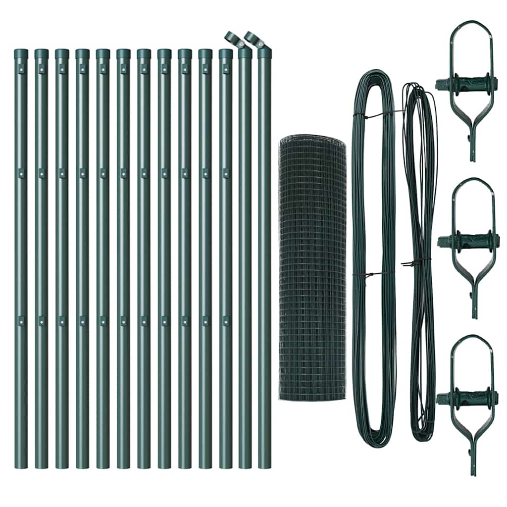 vidaXL Welded Wire Fence Ground Fix 25 x 0.6 m PVC-Coated Steel Green 5