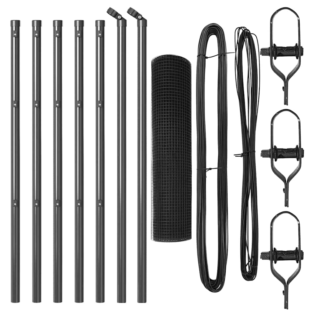 vidaXL Welded Wire Fence Ground Fix 10 x 0.8 m PVC-Coated Steel Grey 5