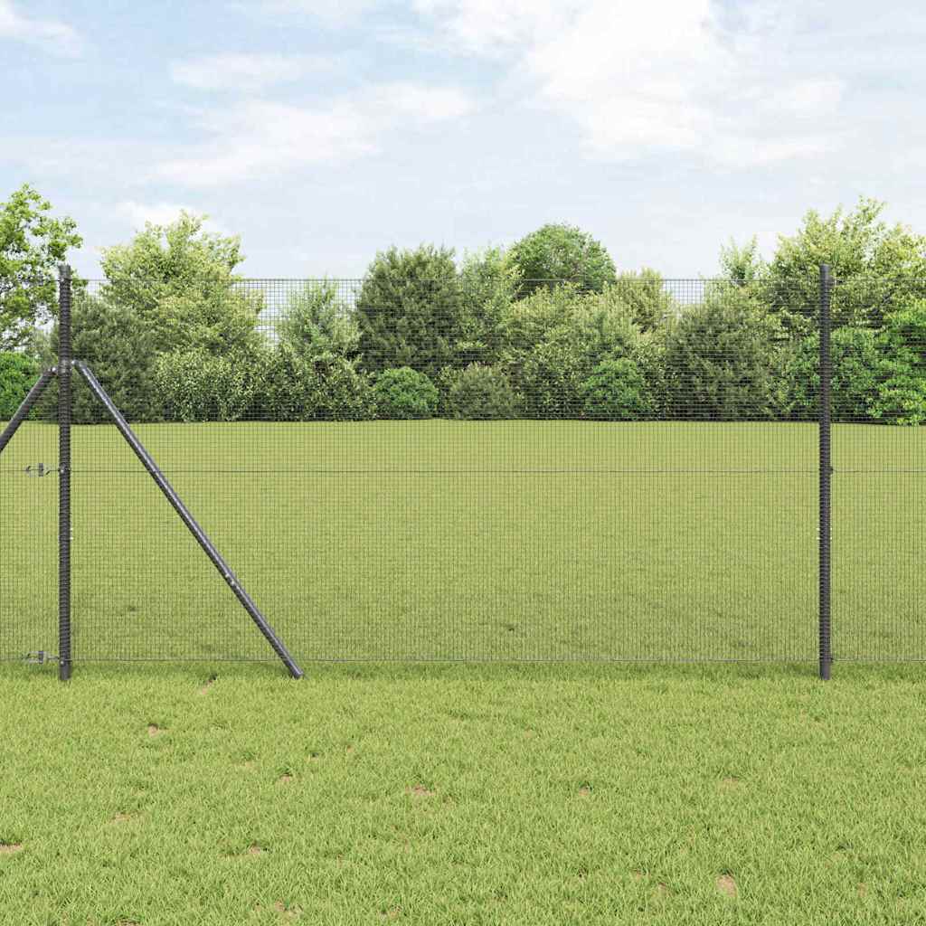 vidaXL Welded Wire Fence Ground Fix 10 x 1 m PVC-Coated Steel Grey 1