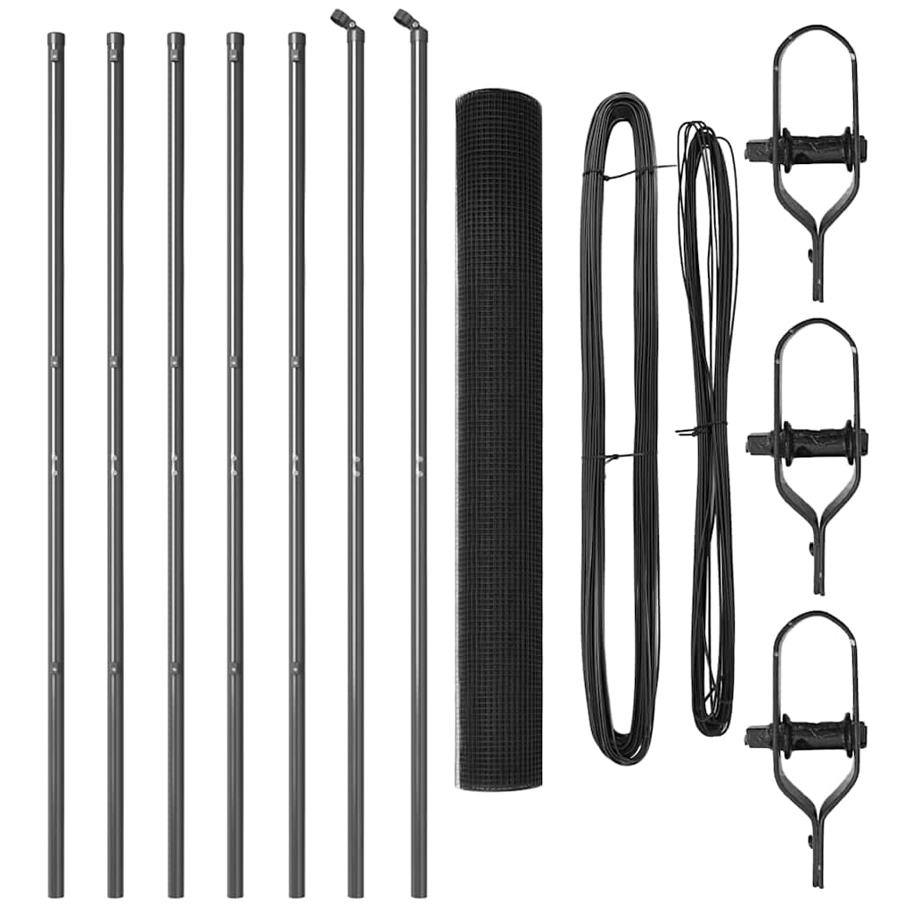 vidaXL Welded Wire Fence Ground Fix 10 x 1 m PVC-Coated Steel Grey 5