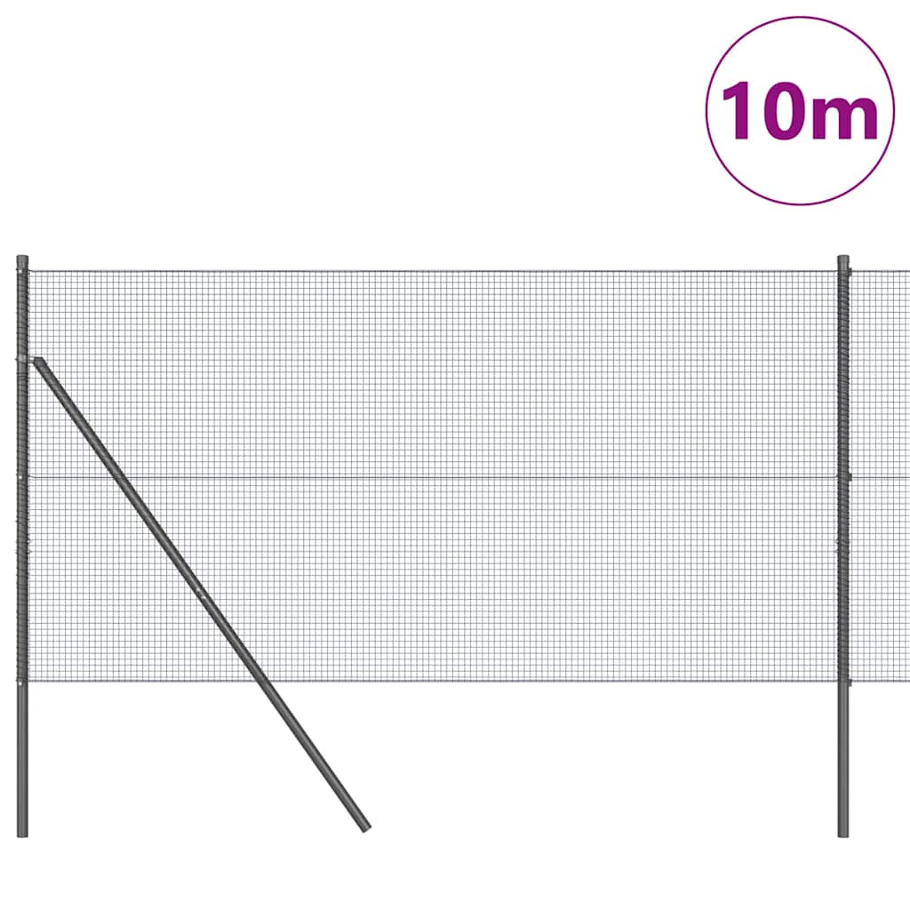 vidaXL Welded Wire Fence Ground Fix 10 x 1 m PVC-Coated Steel Grey 3