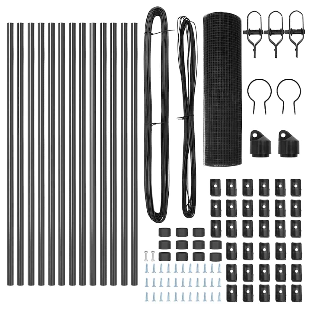 vidaXL Welded Wire Fence Ground Fix 25 x 0.4 m PVC-Coated Steel Grey 6