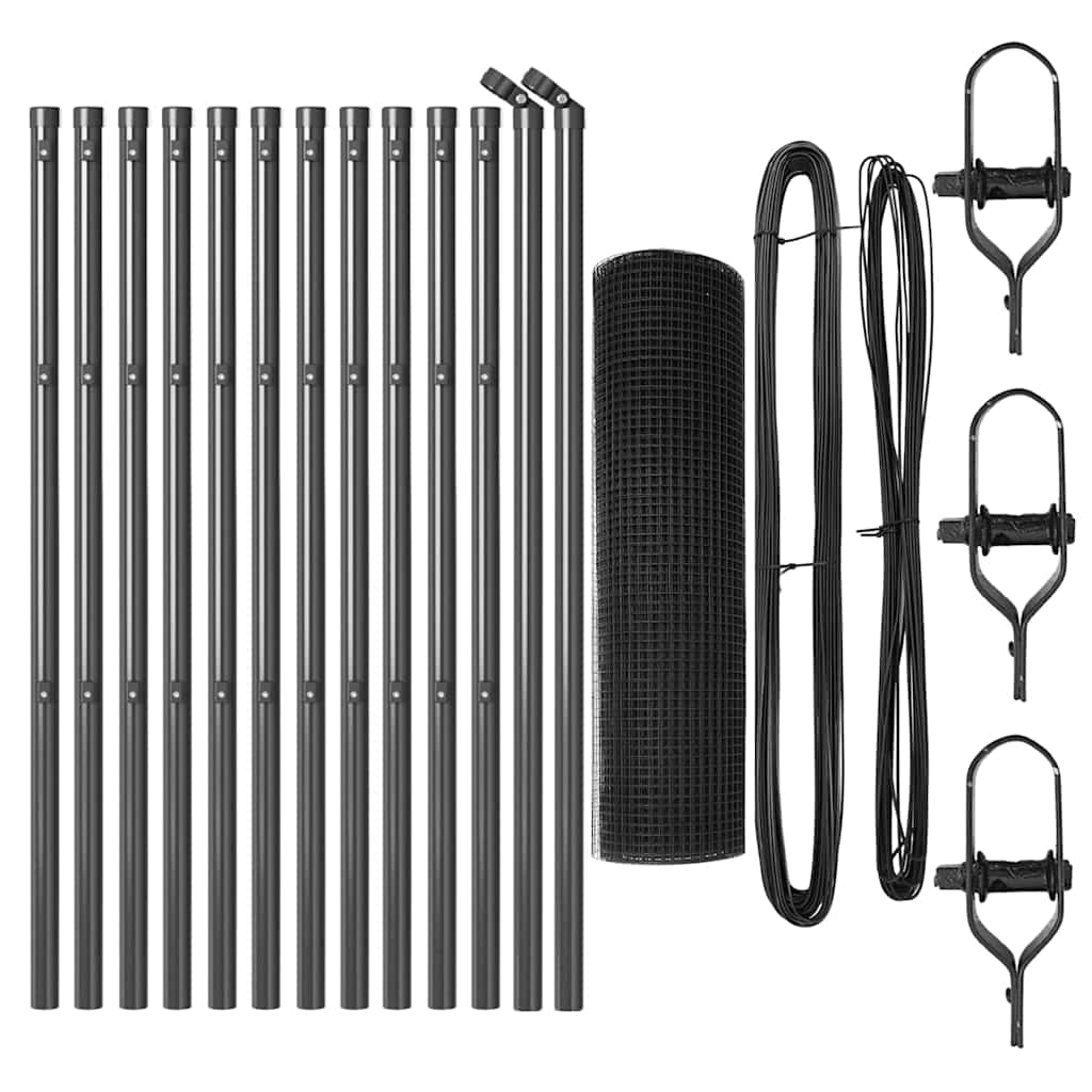vidaXL Welded Wire Fence Ground Fix 25 x 0.6 m PVC-Coated Steel Grey 5