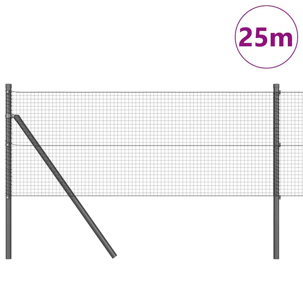 vidaXL Welded Wire Fence Ground Fix 25 x 0.6 m PVC-Coated Steel Grey 3
