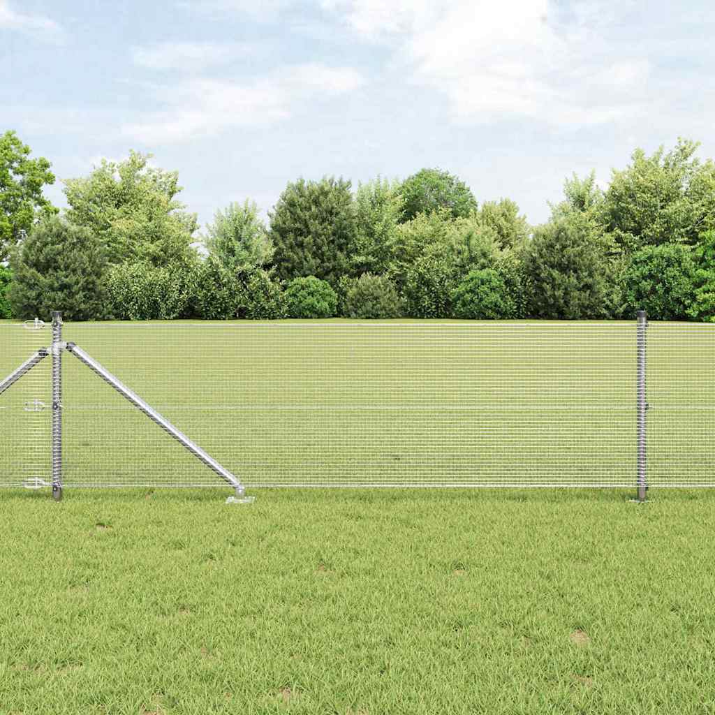 vidaXL Welded Wire Fence with Spikes 10 x 0.4 m Galvanised Steel Mesh 1