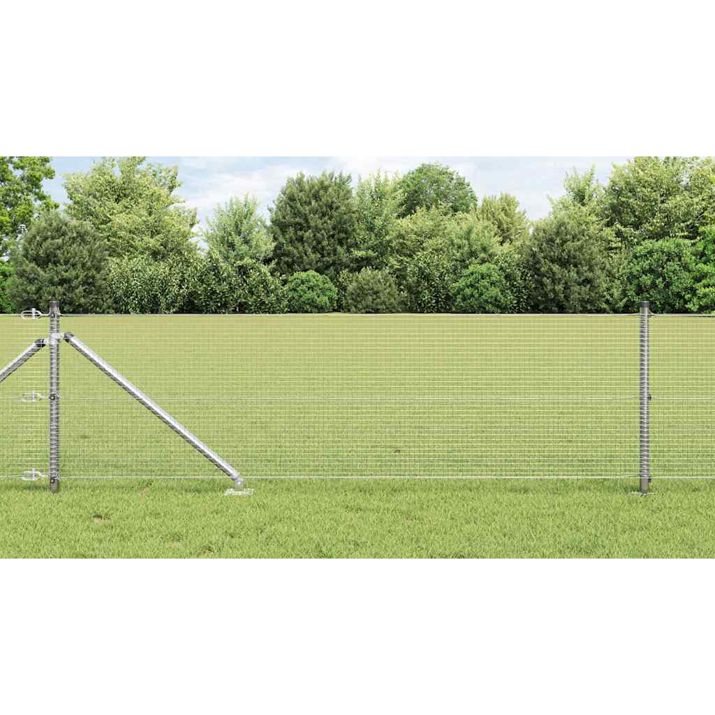 vidaXL Welded Wire Fence with Spikes 10 x 0.5 m Galvanised Steel Mesh 1
