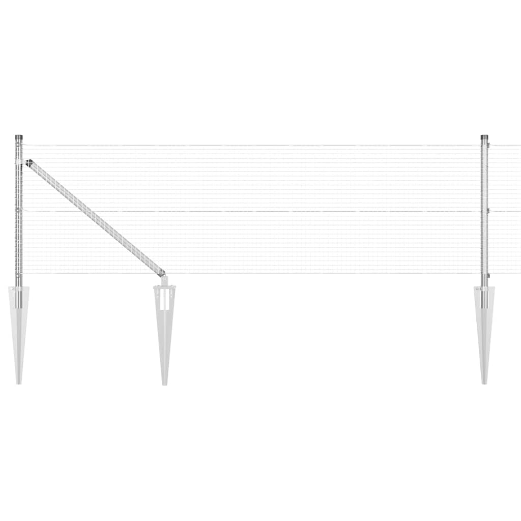 vidaXL Welded Wire Fence with Spikes 10 x 0.5 m Galvanised Steel Mesh 2