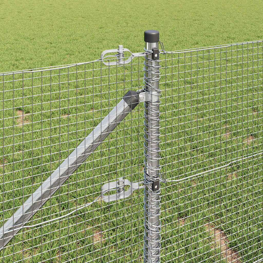vidaXL Welded Wire Fence with Spikes 10 x 0.6 m Galvanised Steel Mesh 5