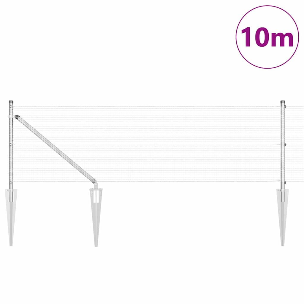 vidaXL Welded Wire Fence with Spikes 10 x 0.6 m Galvanised Steel Mesh 3