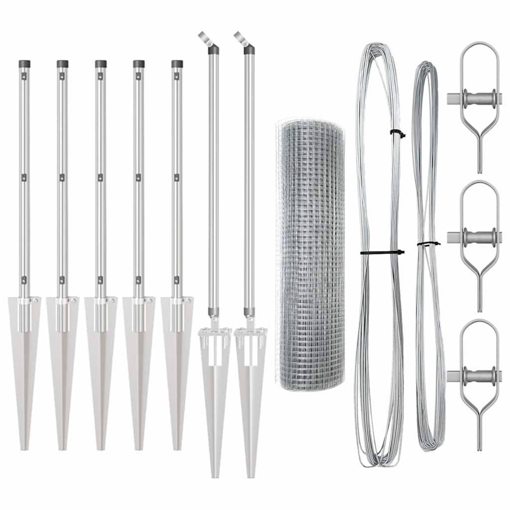 vidaXL Welded Wire Fence with Spikes 10 x 0.8 m Galvanised Steel Mesh 5