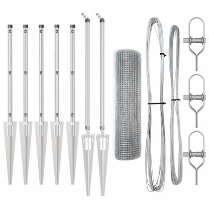 vidaXL Welded Wire Fence with Spikes 10 x 0.8 m Galvanised Steel Mesh 5