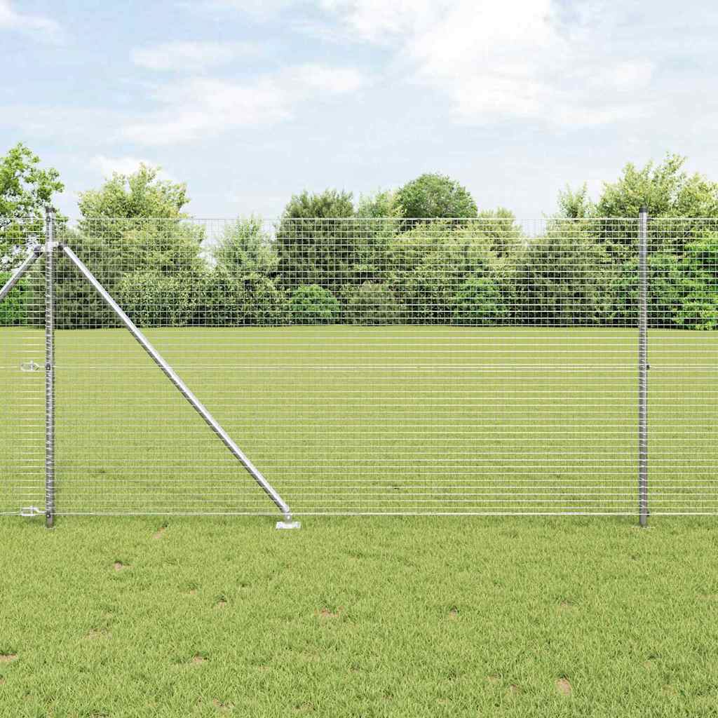 vidaXL Welded Wire Fence with Spikes 10 x 0.8 m Galvanised Steel Mesh 1