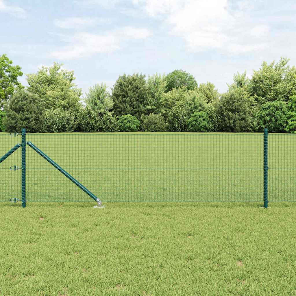 vidaXL Welded Wire Fence with Spikes 10 x 0.6 m PVC-coated Steel Green 1